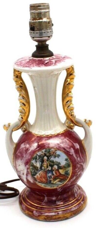 Vintage French Sevres Porcelain Gilt Urn Figural Vase Lamp 14.  5 " H X 5 " W