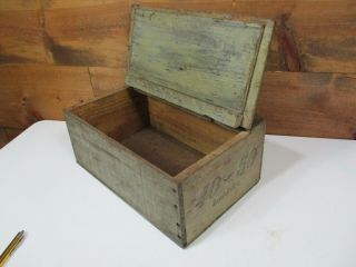 Antique Vintage Hinged Cover Fruit Crate Wood Box Prunes 15 1/2 " X 9 3/4 " H346