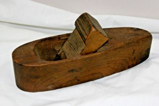 Antique Wood Block Plane Primitive Carpenter Tool Usa Coffin Planer Shenandoah