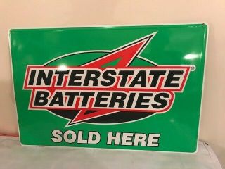 Vintage Interstate Batteries Metal Sign 36  X24 " Gas Station Repair Shop Garage