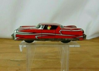 Vintage Made In Japan Red Coupe Friction Tin Litho Toy Car