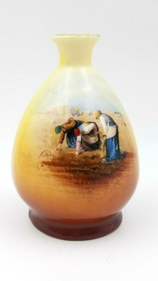 Antique Austria Hand Painted Art Vase The Gleaners By Jean Francois Millet Rare
