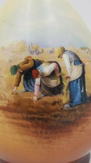Antique Austria Hand Painted Art Vase The Gleaners by Jean Francois Millet Rare 2