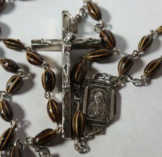 Antique Vintage Rosary Cross Prayer Beads Catholic 21 " (r986)