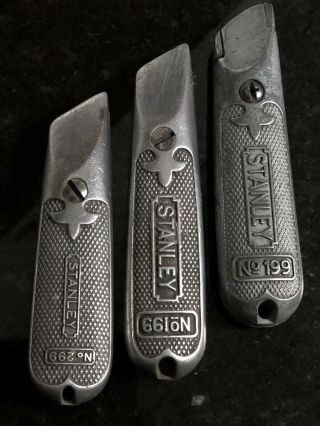 3 Vintage Stanley Utility Knife (trefoil Design) Two 199,  One 299 Box Cutter