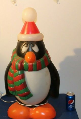 28 " Penguin Chilly Willy Red Green Xmas Blowmold Light Vtg Outdoor Yard Decor Up