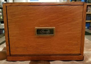 Vintage Macey Oak Wood File Index Card Cabinet Box Single Drawer