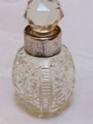 Antique 19c English Cut Glass or Crystal Sterling Silver Perfume Bottle 2