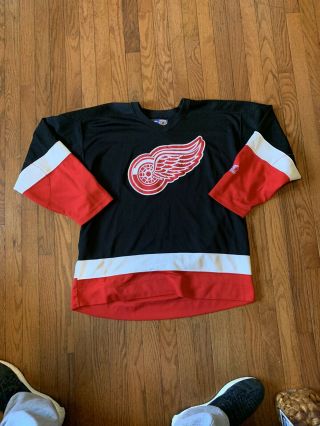 Vintage Starter Detroit Red Wings Hockey Jersey Black 90’s Blank Rare