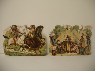 Rare Two Different Buffalo Bill Wild West Show Diecut Trade Cards Indians