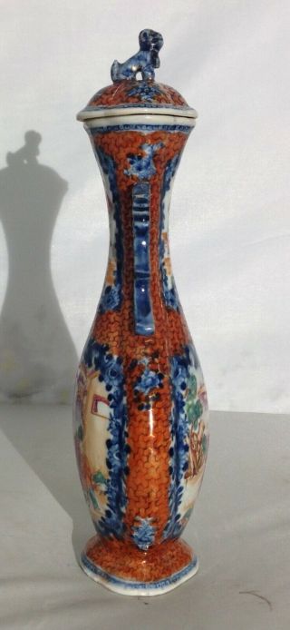 18th c.  Antique Chinese porcelain covered vase Qianlong Mandarin style 2