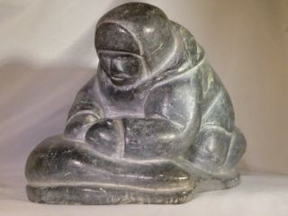 Vintage Inuit Eskimo Carved Stone Sculpture Signed " Eli S " E9 1328