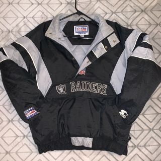 Vintage 90s Starter Pro Line Oakland Raiders Pullover Jacket Men’s Size Medium
