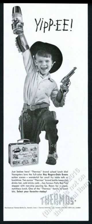 1955 Roy Rogers Dale Evans Lunchbox Photo Thermos Vintage Print Ad