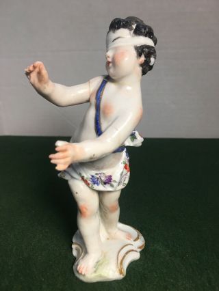 Meissen Porcelain Figurine Cherub Representing Cupid Blindfolded 19th C