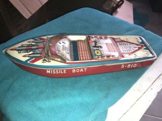 Rare Vintage 1950’s 60’s Wind Up Missile Boat San Japan