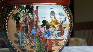 ANTIQUE CHINESE HAND PAINTED PORCELAIN MORIAGE PLANTER BOWL PLANT POT RED Stamp 3