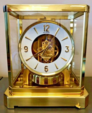 Jaeger Lecoultre " Atmos " Cal.  528 - 6 Mantle Clock Running No Res