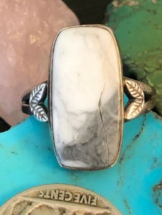 Vintage Native American White Buffalo Turquoise Sterling Silver Ring 5g Size 9.  5