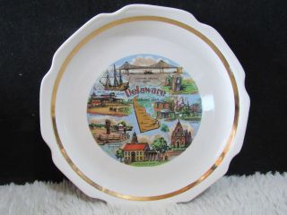 9.  25 " Delaware The Diamond State Decorative Plate With Gold Trim