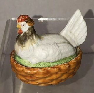 Tiny Antique Miniature Staffordshire Chicken On Nest - Only 2 3/8” Inches