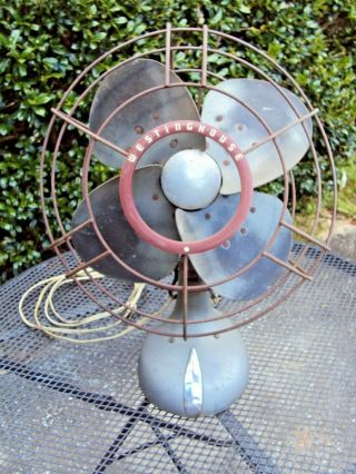 Vintage Westinghouse 12 " 3 - Speed Poweraire Oscillating Desk Fan