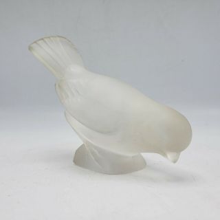 Vintage Signed Lalique French Crystal Frosted Sparrow Bird 4 "