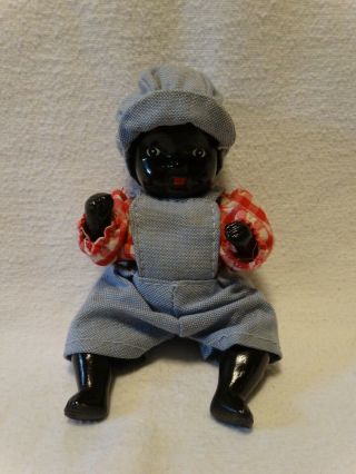 Black Americana Doll African American Bisque Jointed 4 Inch Doll Vintage