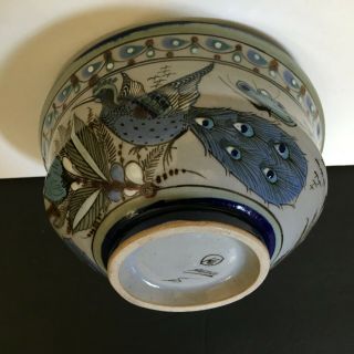 Ken Edwards Mexico Pottery Tonala 8 " Bowl Peacock With Butterfly.