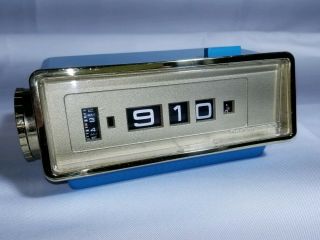 Vintage Blue Sankyo Digital Flip Clock Mid - Century Modern Space Age Restored