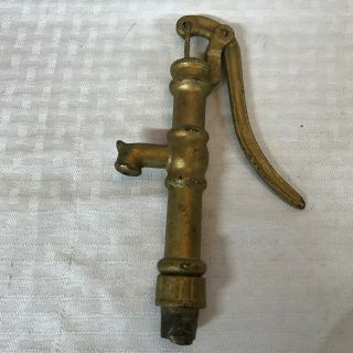 Tf106 Antique Vtg Miniature Cast Iron Toy Gold Hand Water Well Pump 5 " Long