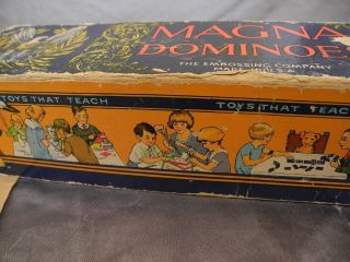 Antique Dominoes Illustrated Collectible Toy Ca.  1920 Vintage Art Deco Complete