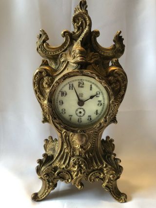 Antique Art Nouveau Jennings Brothers Bronze Ormolu Shelf Clock
