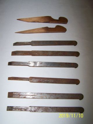 Set 6 Vintage Sandusky Tool Co.  Wood Plane Blades / Irons