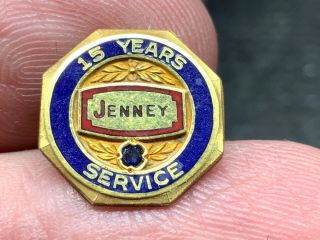 Jenny Petroleum Vintage Sapphire 1/10 10k Gf 15 Yrsservice Award Pin.