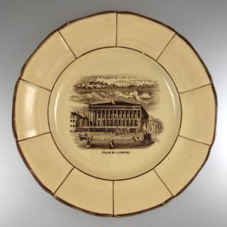 Rare Antique French Plate,  K & G,  Keller Guérin,  Lunéville,  Stock Market,  1840 