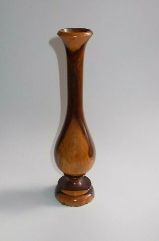 Vintage Hand Turned Cedar?? Wood Bud Vase - 9 " Tall - Lightly Varnished