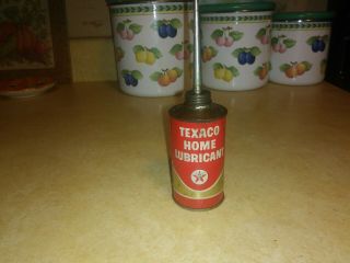 Vintage 3 Oz Texaco Home Oil Can Oiler Metal Spout Tin