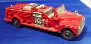 Vintage Usa Toy 7 1/2 " Long Auburn Red Rubber 502 Fire Truck Auburn Fd