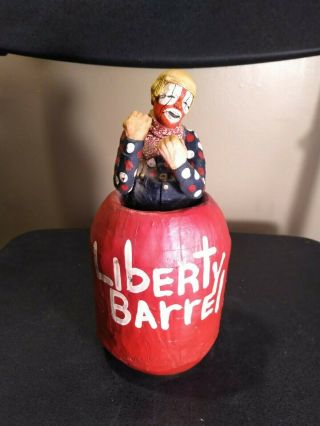 Rare Hap Henriksen " Quail Dobbs " Ceramic Rodeo Clown On Barrell Figurine