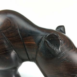 Wooden Rhino Hand Carved Dark Wood Figurine African Art Sculpture 3