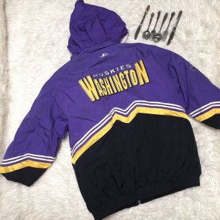 Vintage Washington Huskies Logo Athletic Jacket Bomber Puffer Hooded Mens Large