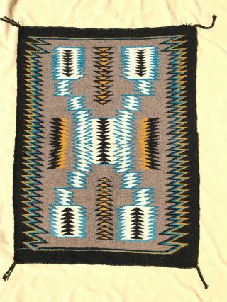 Vintage Navajo Eye Dazzler Rug / Blanket 39”x 30” With Spirit Line