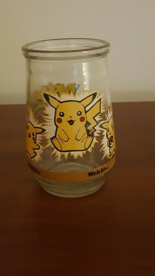 POKEMON Vintage 1999 Welch ' s Jelly Jar Juice Glass 25 Pikachu Nintendo 3