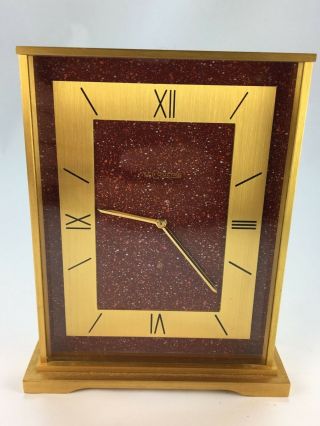Rare Jaeger Le Coultre Swiss 8 Day Mantle Clock Brass Unusual Red Dial