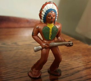 Cast Iron Cowboy Native American Indian Chief Western Toy Soldier W/gun