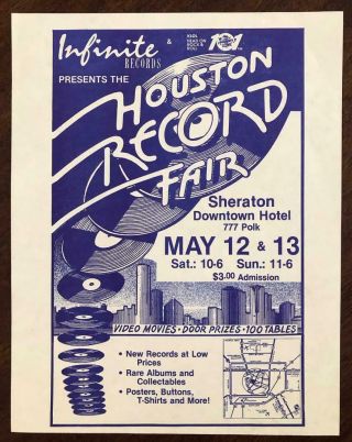Houston Record Fair Flyer Klol 101 Mid - 1980s 8.  5 X 11