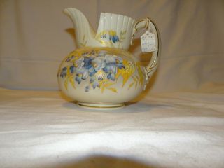 Royal Worcester Antique Pitcher Round Shape With Blue/yellow Floral Circa 1891
