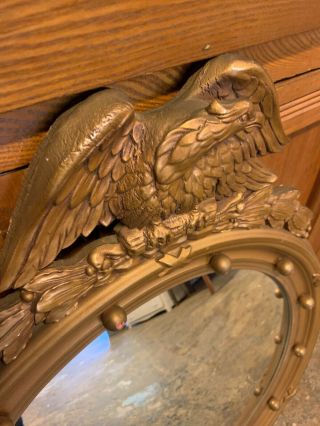 Antique Federal Style Convex Bullseye Eagle Mirror Large 2