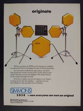 1985 Simmons Sds8 Electronic Drums Vintage Print Ad